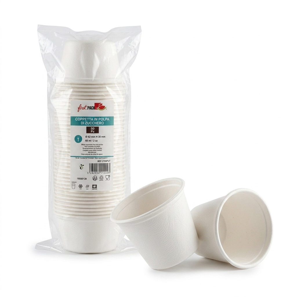 [210GPU7] Sugarcane Pulp Cup 60 ml (50 pcs) — FIRST
