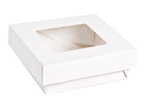 Scatola Kray Cartone Bianco Con Coperchio A Finestra 33.5dl 115x115x40 25pz pkg 10 pkg Karton First