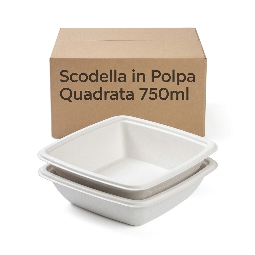 Scodella in Polpa Quadrata 750ml 195x195x45 30pz pack 10 pack carton FIRST
