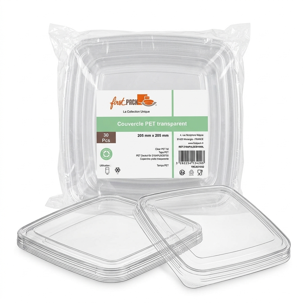 Couvercle Carré en PET 205x205mm 30 pcs (pour 210APUSCB1000)