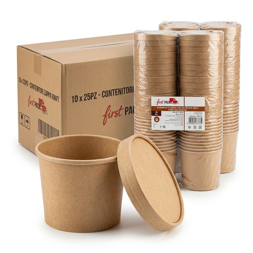 Suppenbecher mit Deckel Kraft 470 ml - 25 Stk x 10 Pack