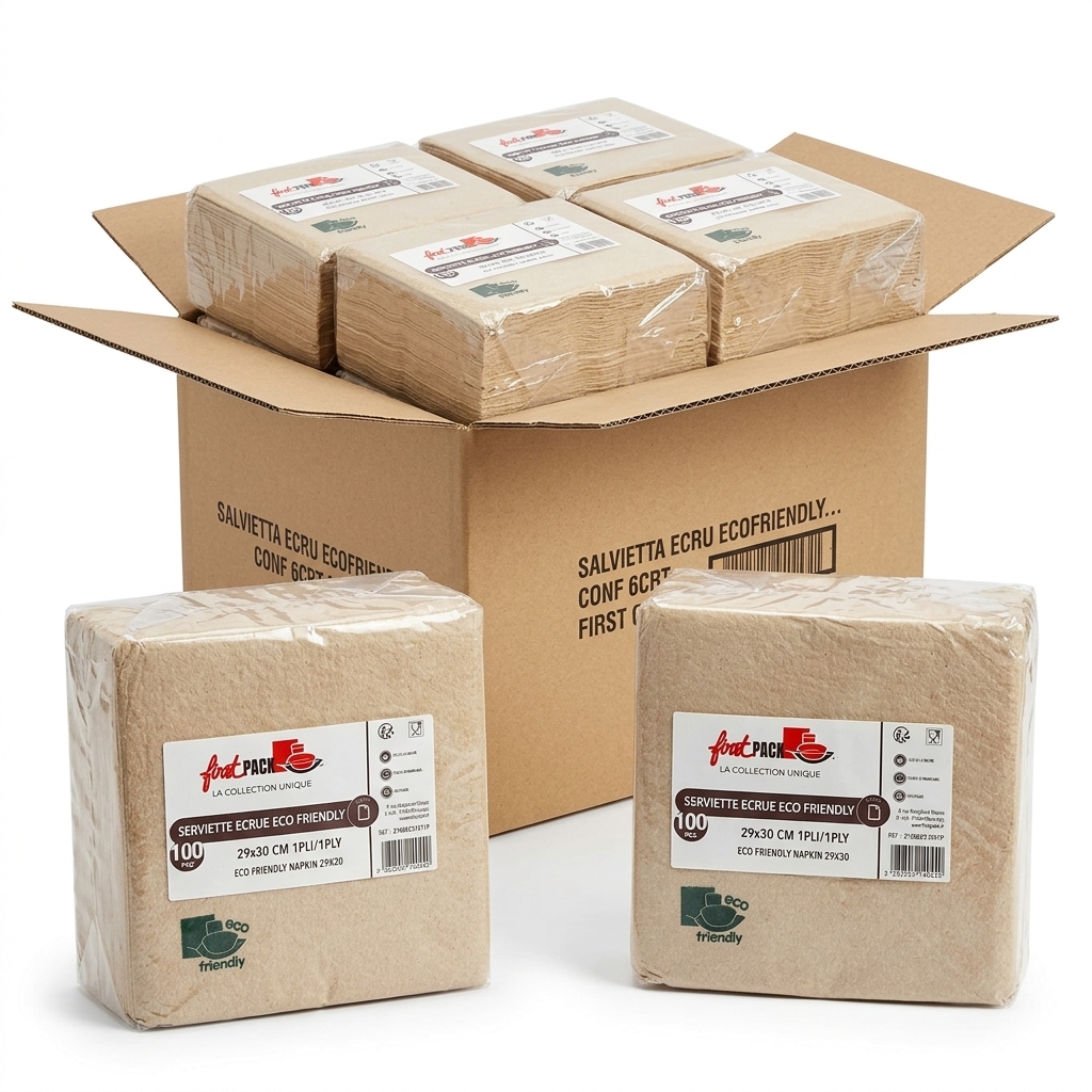Eco Friendly Ecru Napkin 1-Ply 30x30 cm 600 pcs (6 x 100) — FirstPack