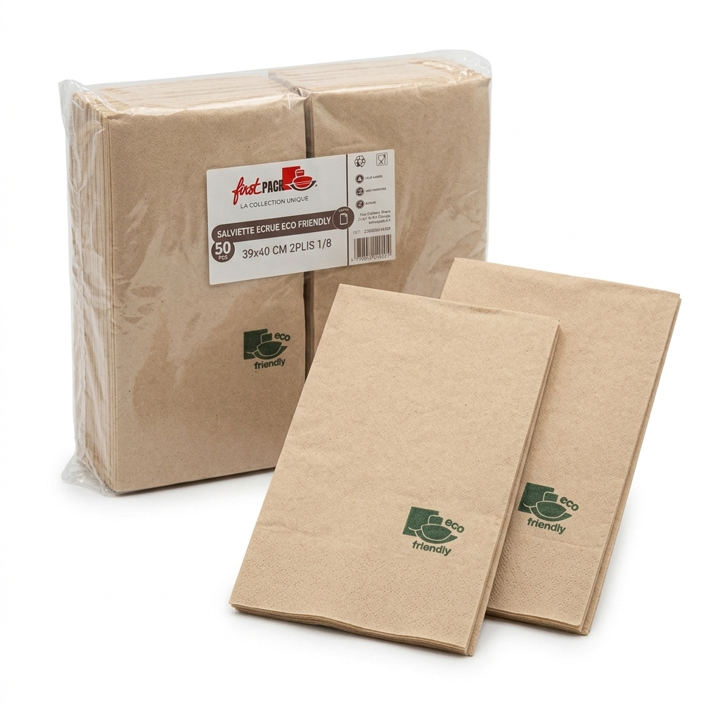 Ecru-Serviette Eco-Friendly 39x40 2-lagig 50 Stück (Karton 48) — FIRST
