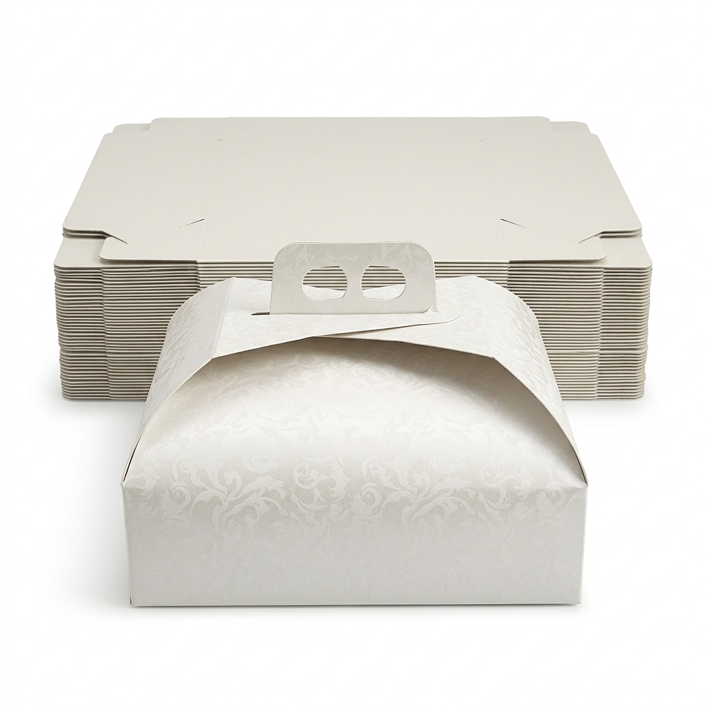 White Damask Cake Board 23x23x7 cm 100 Pieces