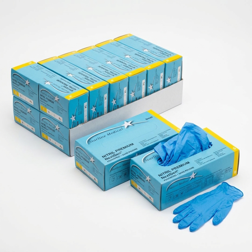 Gants Jetables en Nitrile Sans Poudre Taille S - 100 pièces (Carton 10 Paq.)