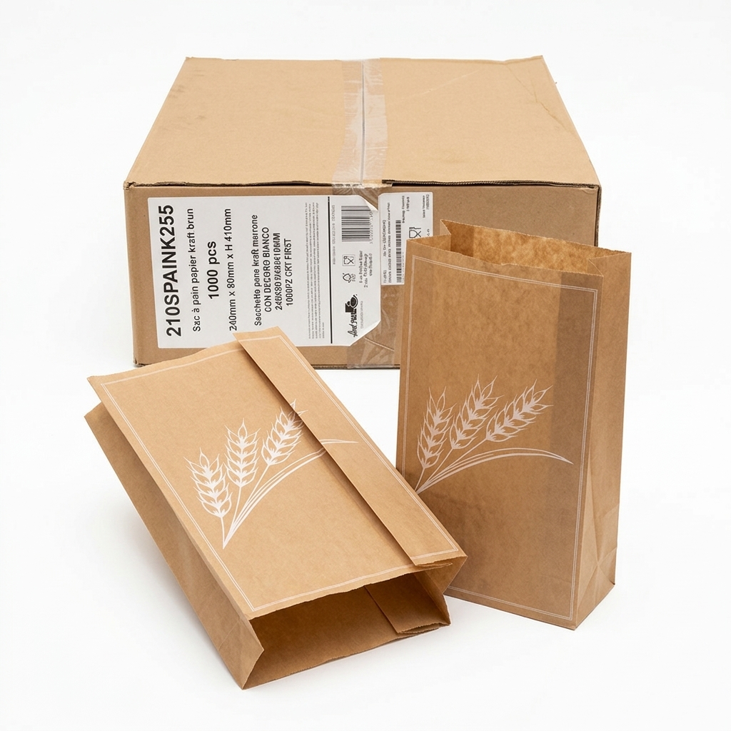 Brotbeutel aus Kraftpapier Braun mit Weissem Dekor 24x8x41 cm (1000 Stk)