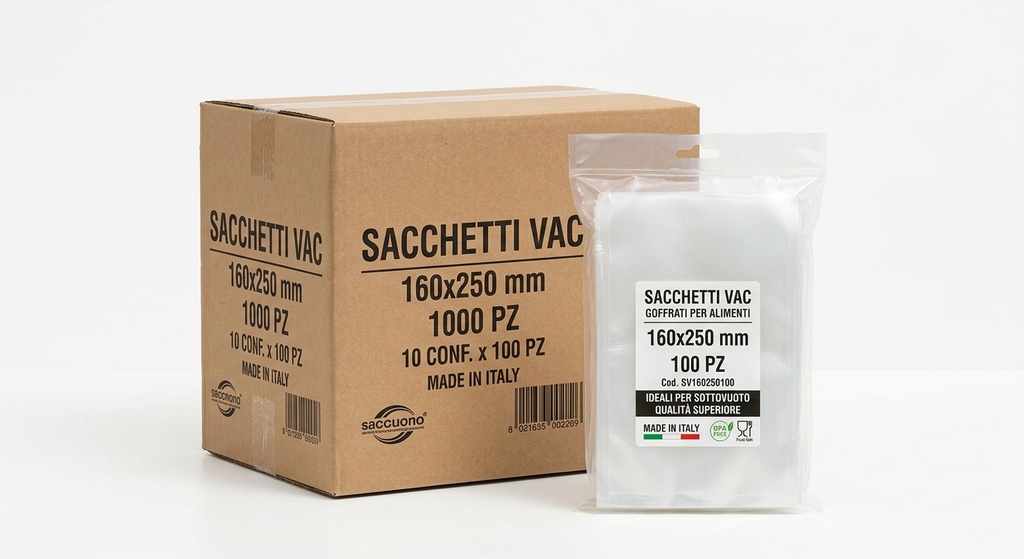 SACCHETTI VAC 160X250 100PZ CONF 10 CONF CRT MUS
