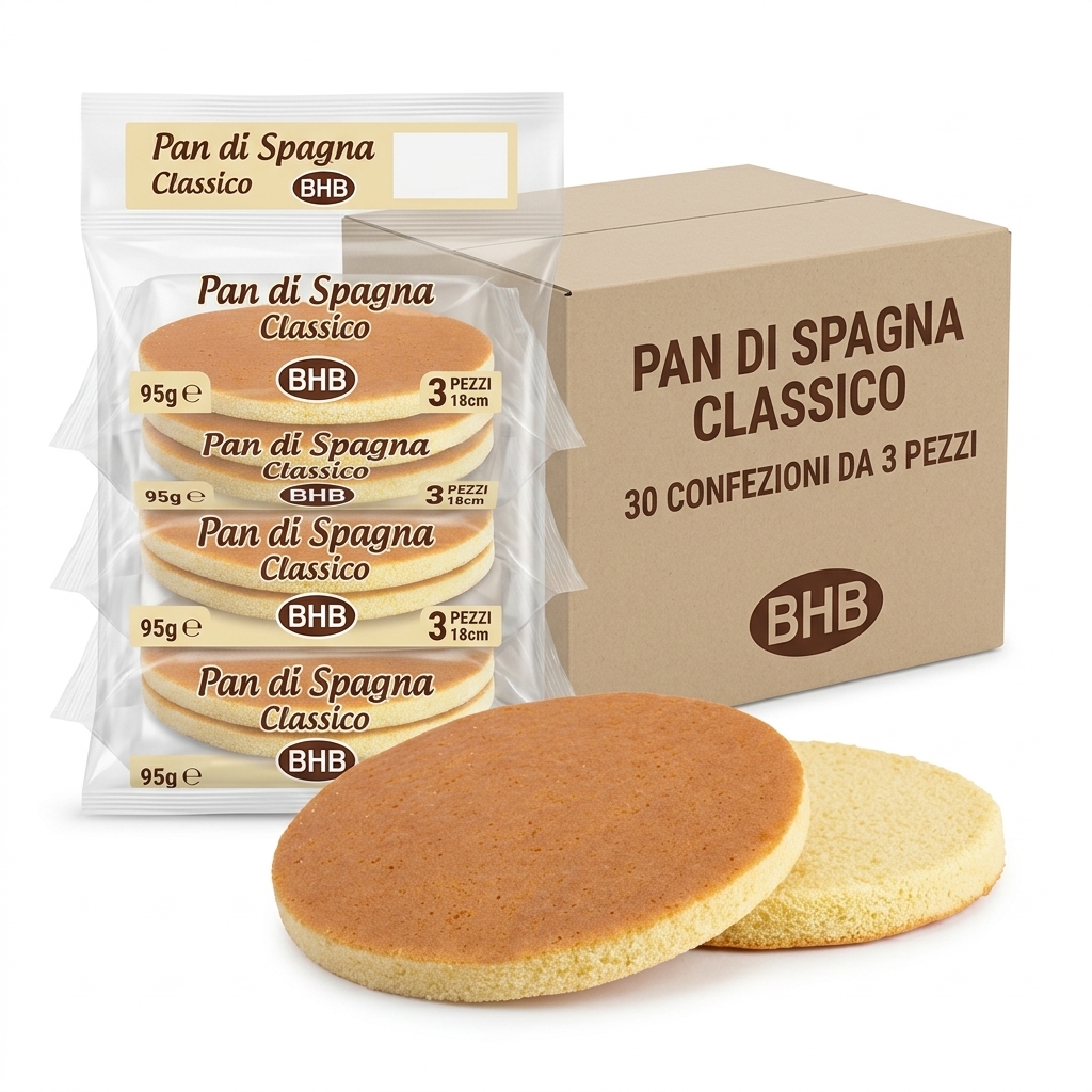 Pan di Spagna Classico Diam18 H1,8cm 95g pz 3pz a conf 30 conf a crt BHB