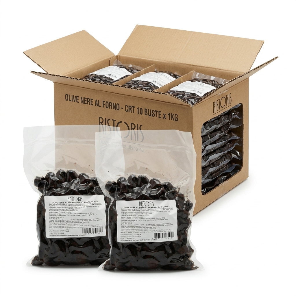 Schwarze Ofenoliven Beutel 1 kg (Karton 10 Beutel) — Ristoris