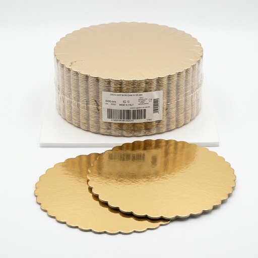 Rimmed Bi-Gold Cake Board O30 cm (Case 10 kg)