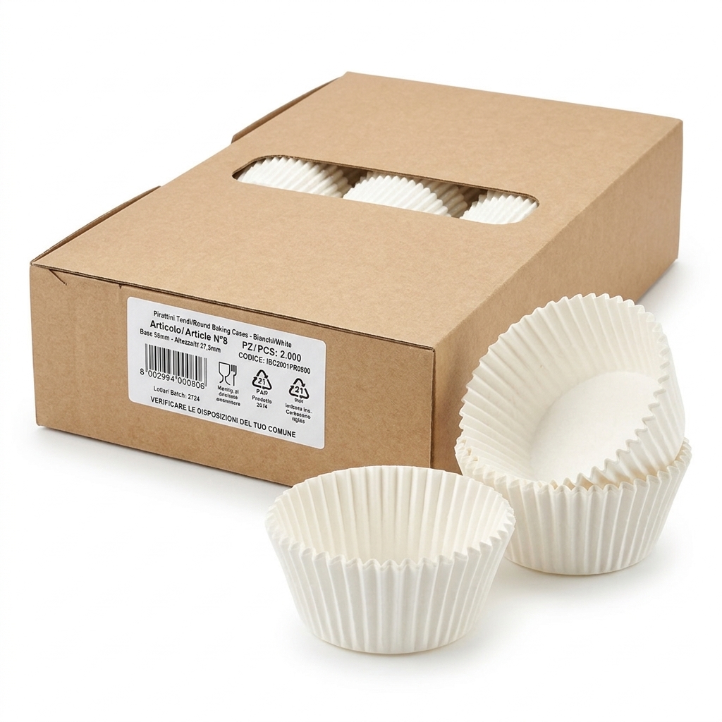 Caissette Papier N8 Ronde Blanche 55 x 27,5 mm 2000 Pcs — BP Cartotecnica