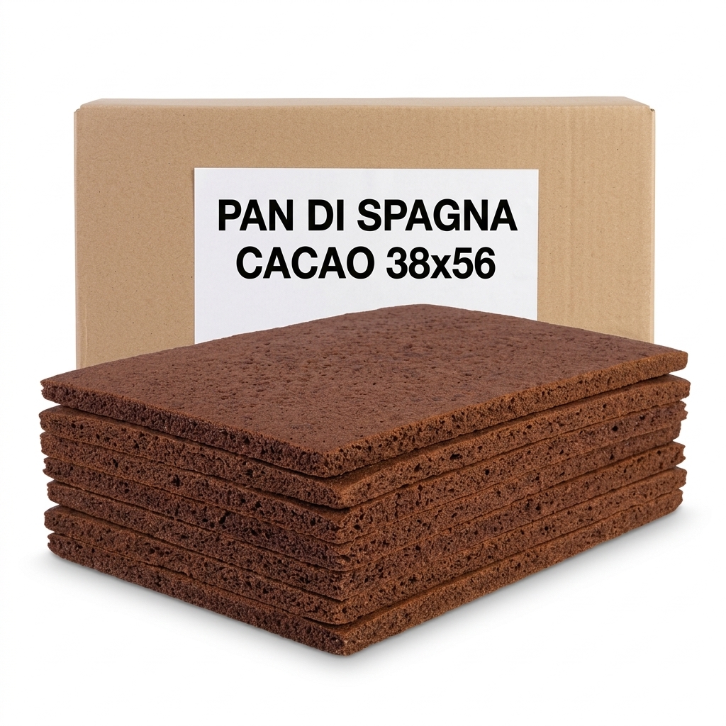 Pan di Spagna Cacao 38x56 h0,7cm 350g pièces 7pz a pack 2conf a carton BHB