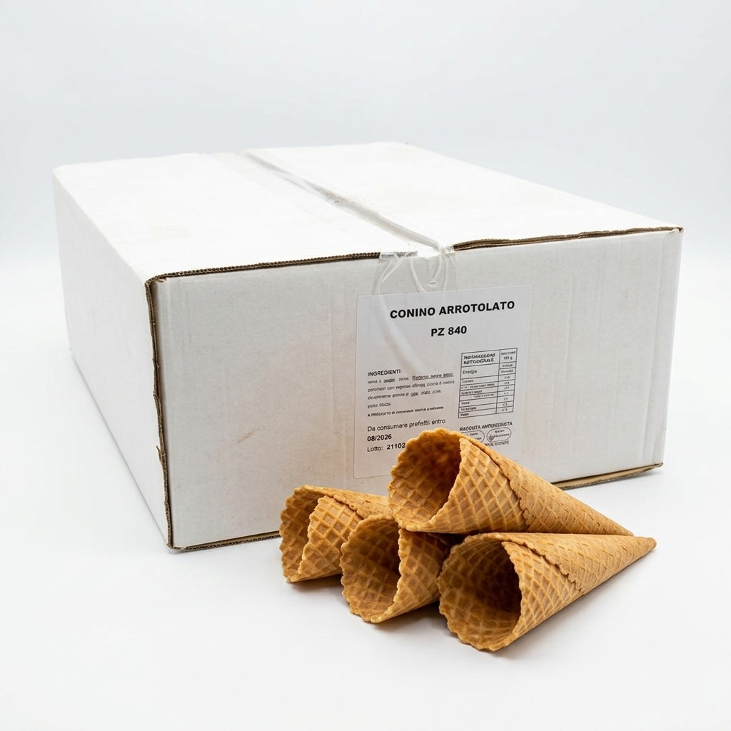 Mini Coni Arrotolati in Cialda Innovaction 840 Pz - Cartone 5 kg