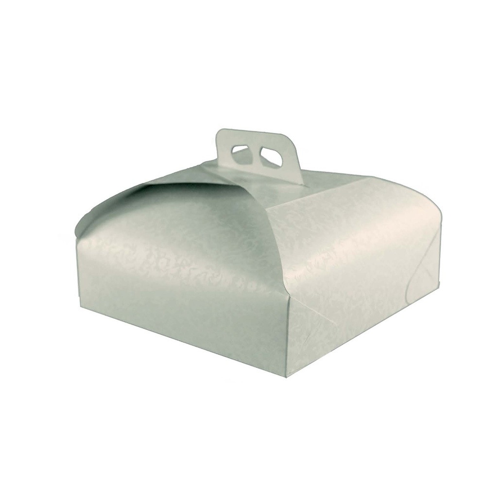 Weisse Damast-Tortenbox 29 × 29 × 7 cm (Karton 100 Stk.) CART