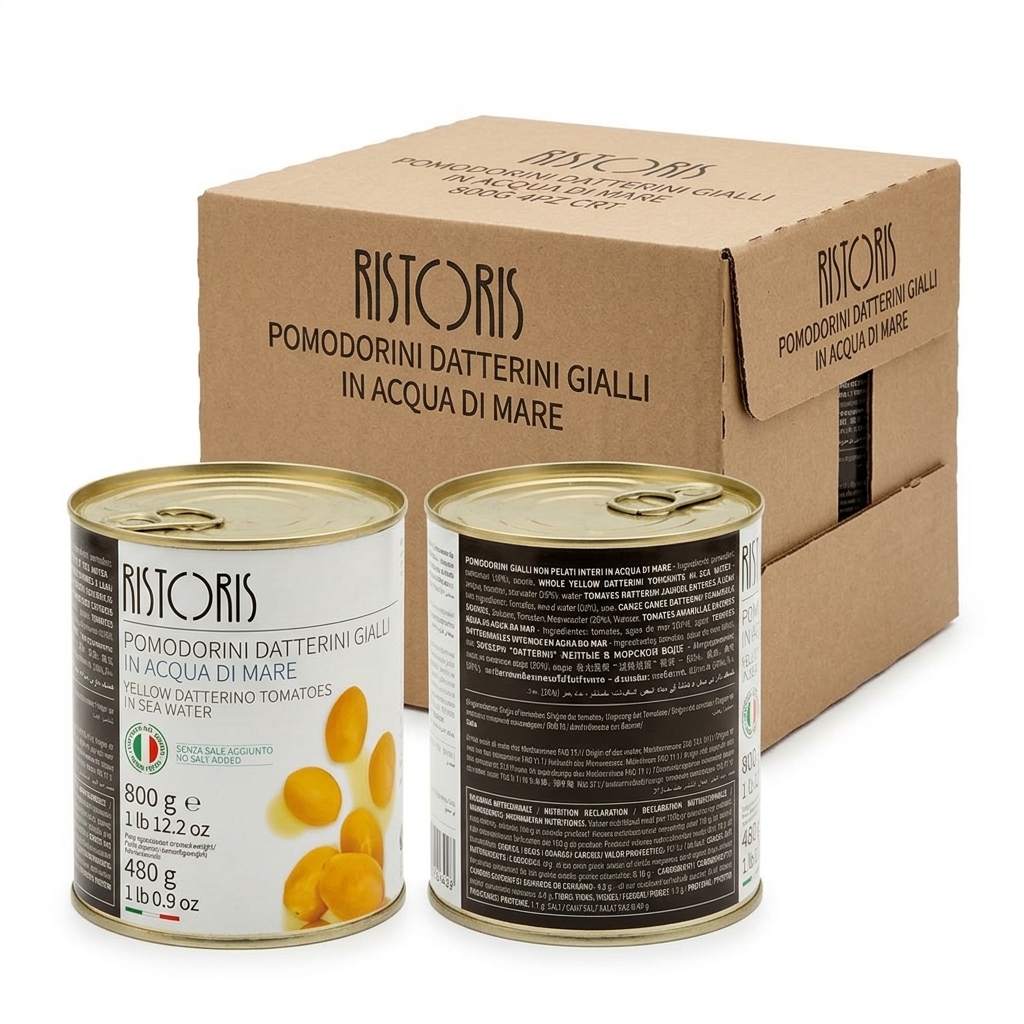 [091N] Gelbe Datterini-Tomaten in Meerwasser Dose 800 g — Ristoris