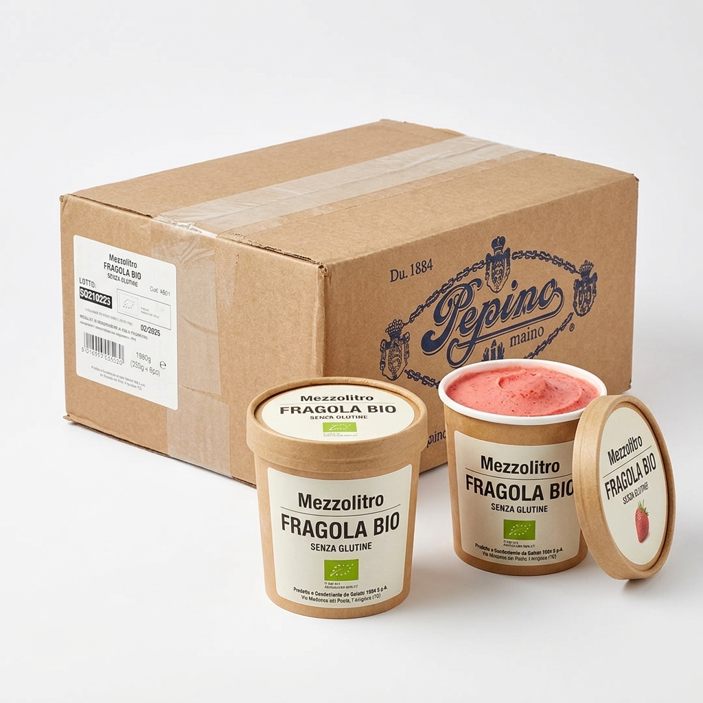 GELATO MEZZOLITRO FRAGOLA BIO PEPINO 330G 6PZ CRT GP