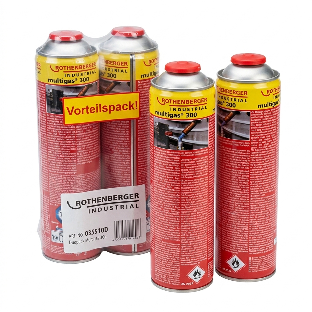 Cartouche de Gaz Multigas 300 Butane/Propane 600 ml — Duopack 2 pièces — Rothenberger