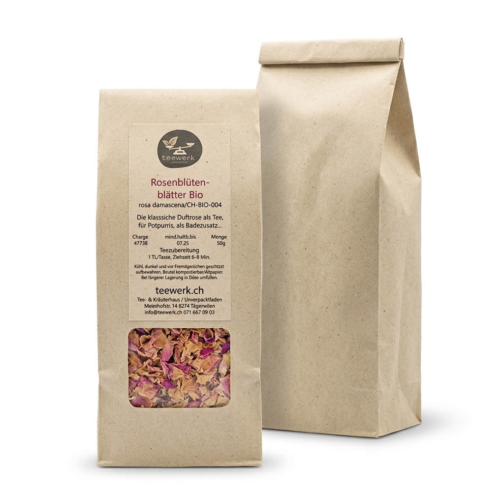 [Rosenblüten-blätter Bio] Whole Dried Organic Edible Rose Petals 50 g — Teewerk