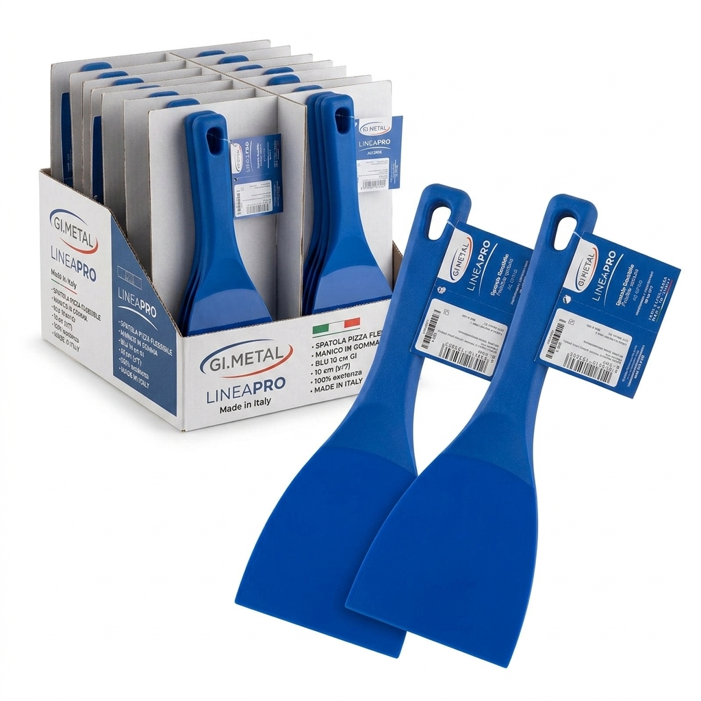 Spatola Flessibile per Pizza Manico Gomma Blu 10 cm — Gi.Metal