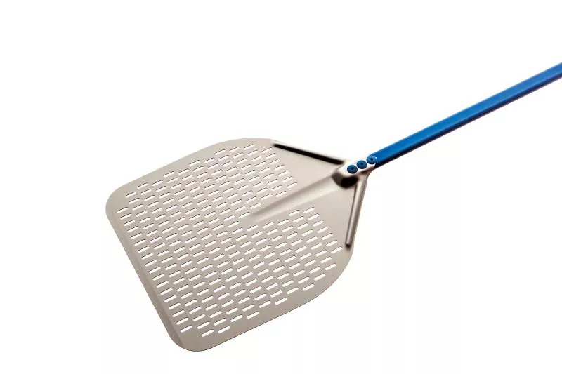 PALA ALLUMINIO AZZURRA FORATA RETTANGOLARE 33x33CM  MANICO 180CM SMONTABILE