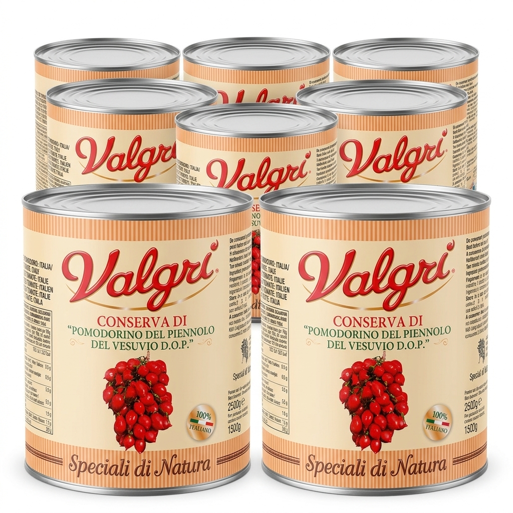 Pomodorino del Piennolo del Vesuvio DOP Tin 2.5 kg (Carton 6) — Valgrì