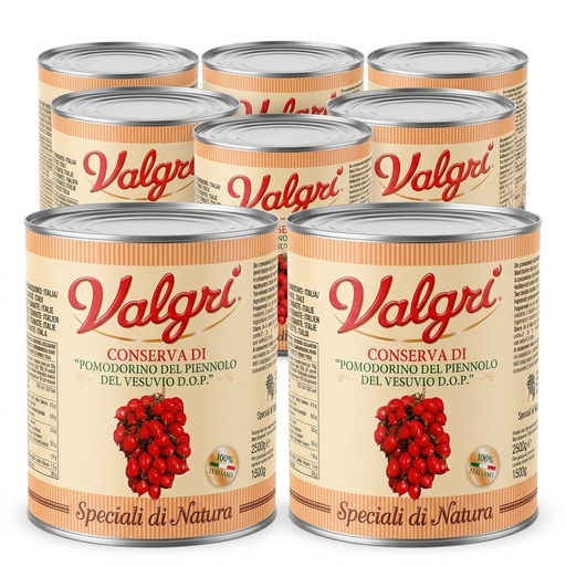 Pomodorino del Piennolo del Vesuvio DOP Tin 2.5 kg (Carton 6) — Valgrì