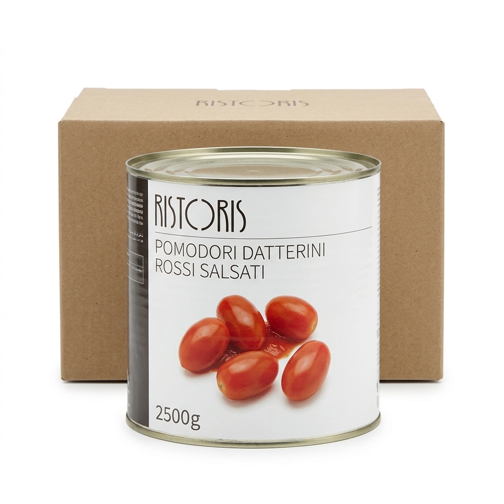 Pomodori Datterini Rossi Salsati Latta 2500g 6 pièces carton RIS