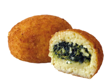 ARANCINI PALLE DI RISO SPINACI E ZEST LIMONE 120G PZ 100 PZ CRT FRIED