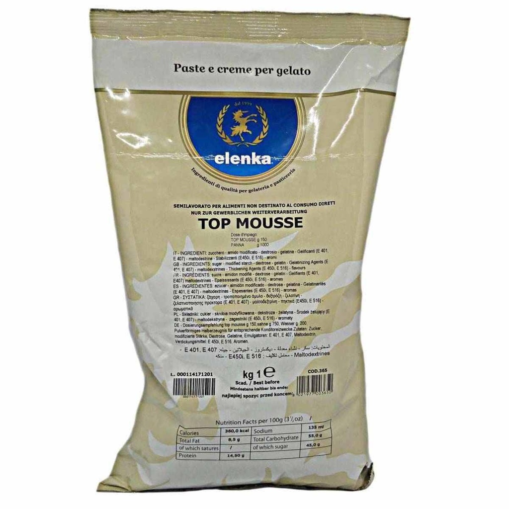 Preparato Per Mousse E Crema Top Mousse Elenka 1kg stk 12pz krt Mio