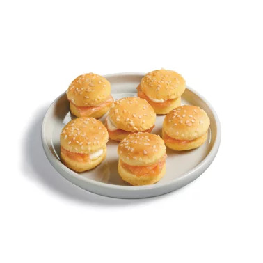 MINI BURGER AL SALMONE COTTI APERITIVO 11.5G 20PZ CONF 2CONF CRT POL