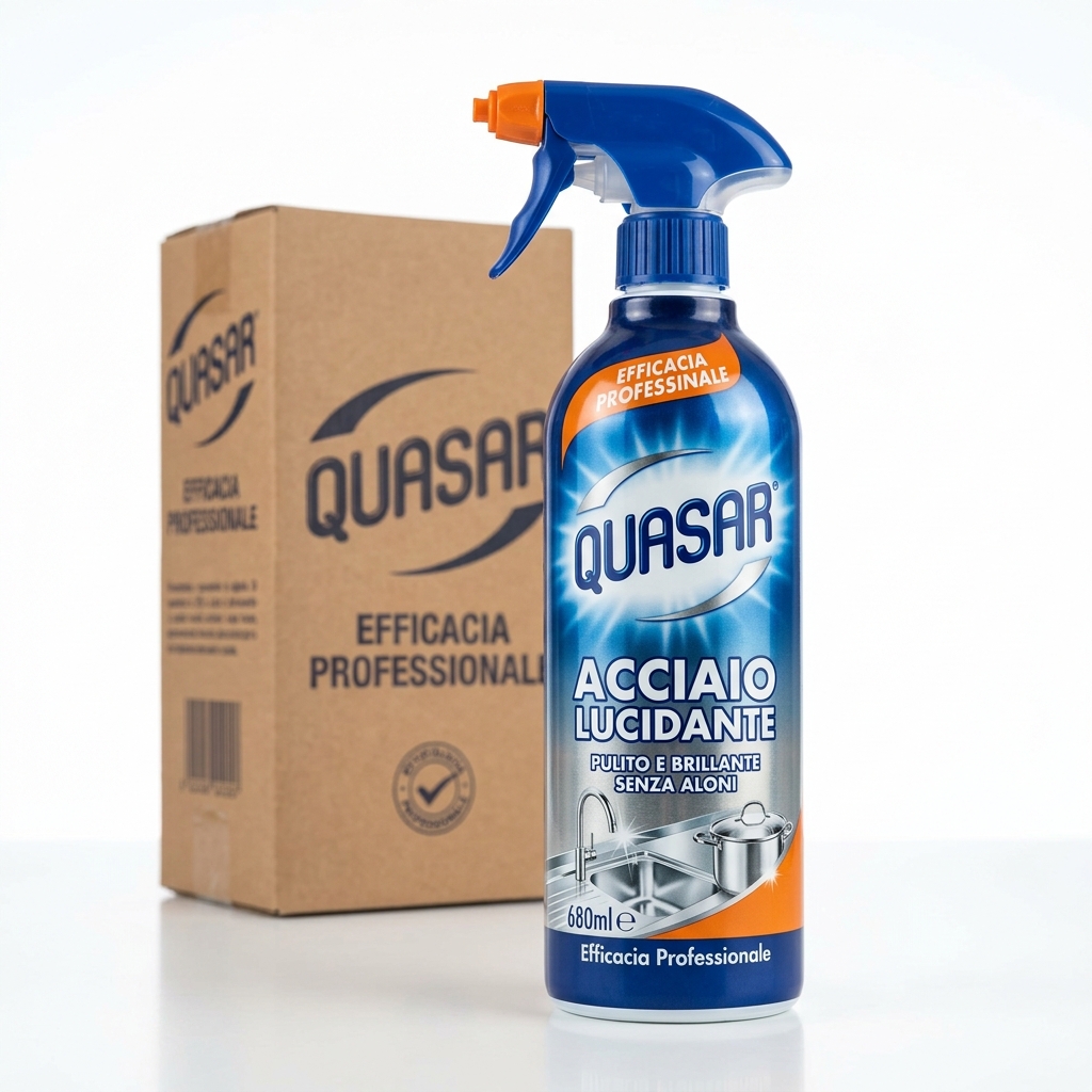Quasar Edelstahl-Glanzreiniger Spray 680 ml (Karton 6 Stück)