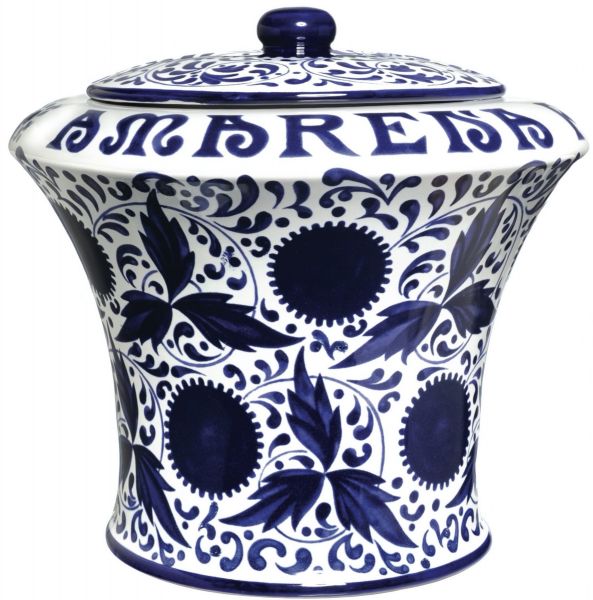 Vaso Amarene Ceramica Nuovo Vuoto da 3 kg. Completo di Mestolo Fabbri
