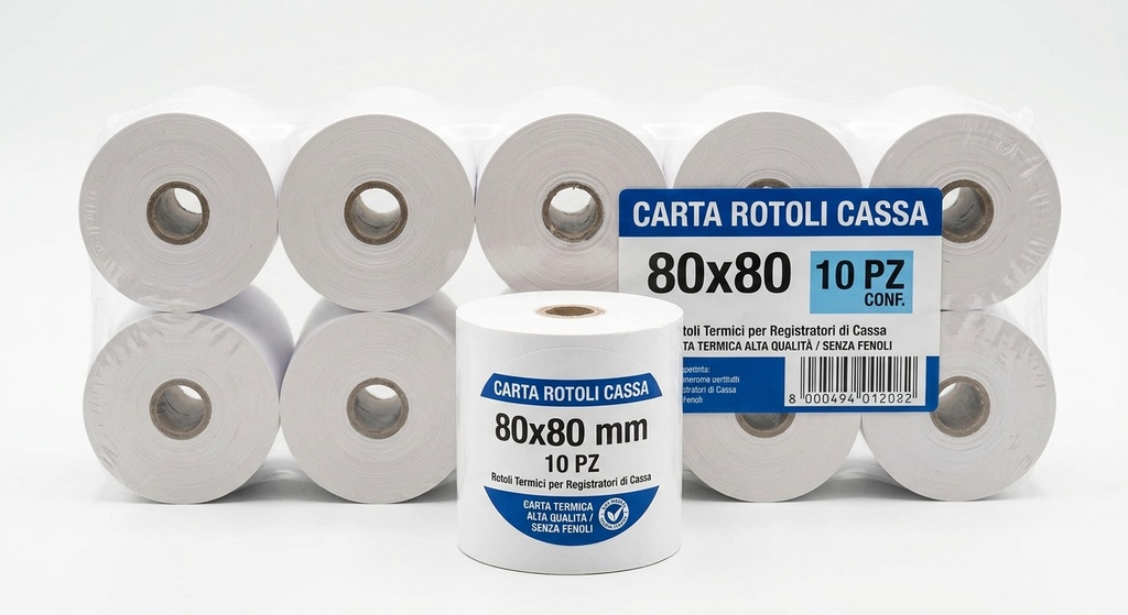 CARTA ROTOLI CASSA 80X80 10PZ CONF JIRR