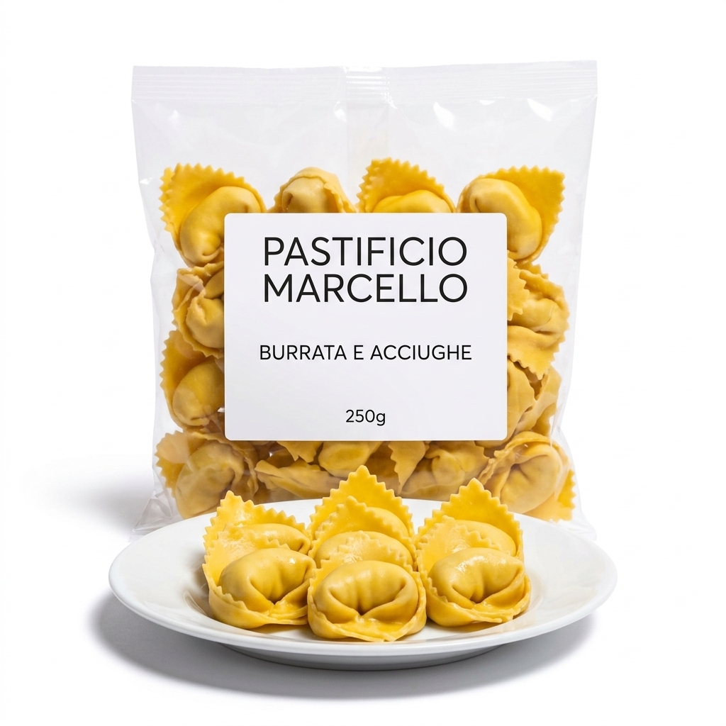 Pasta Ripiena Burrata e Acciughe pack 250g approx. 3kg case MARC