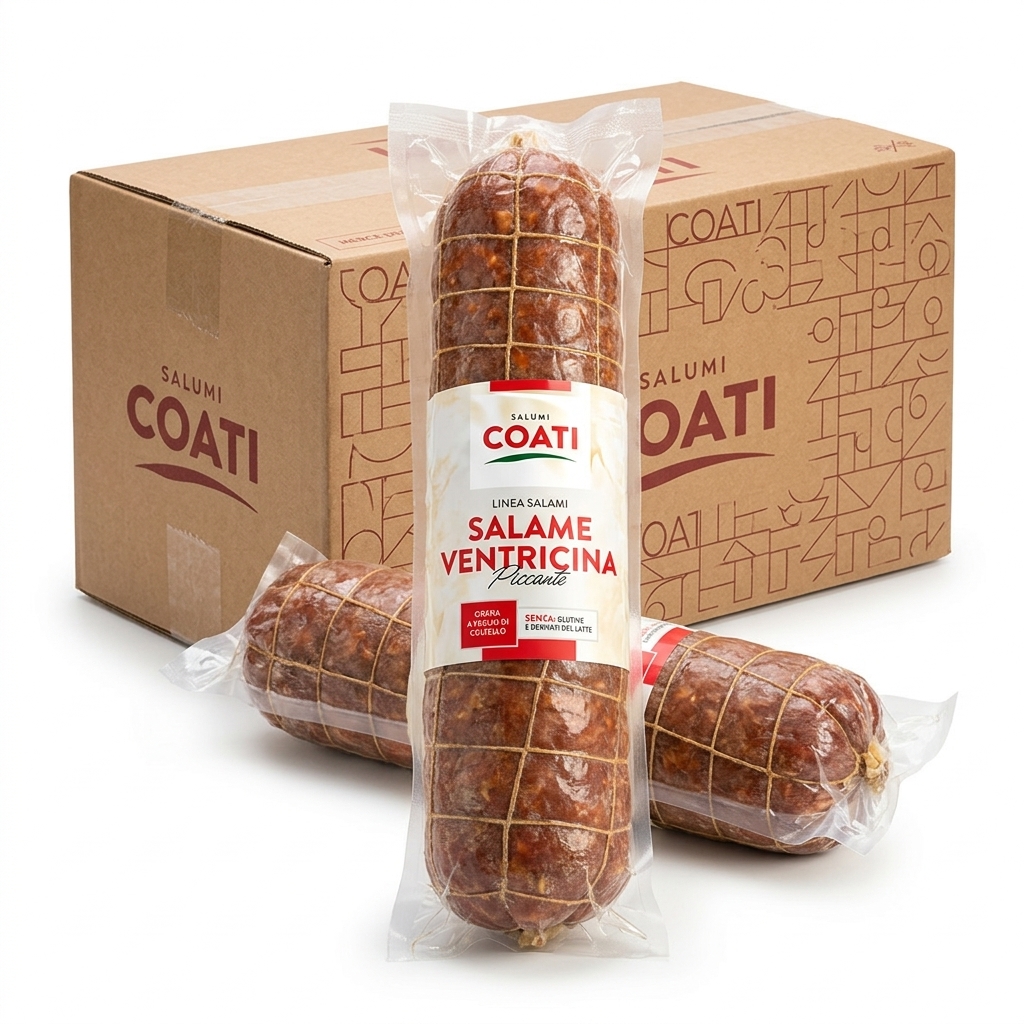 Salame Ventricina Piccante Intero Sottovuoto 4 kg — Coati