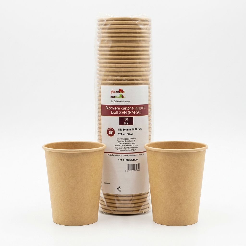 GOBELET EN CARTON KRAFT ZEN 230ML D80 H92MM 50PCS CONF FIST