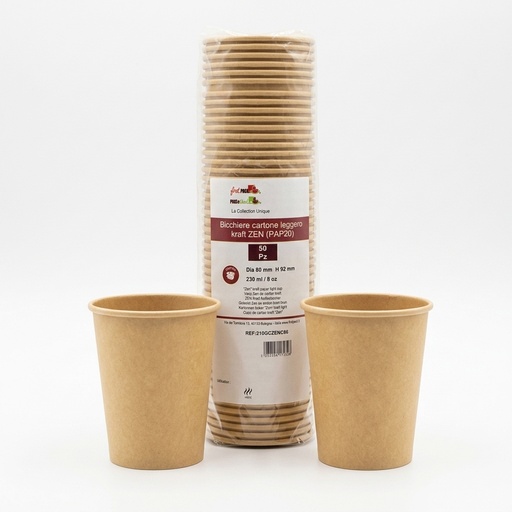 Kaffeebecher aus Kraftkarton Zen 230 ml, Ø 80 mm, H 92 mm (Packung 50 Stk.)