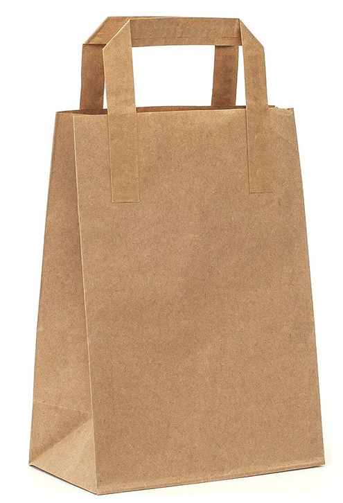 SACCHETTO SHOPPER CARTA MARRONE CON MANICI BABY 17.5X9X23XCM AL 500PZ CRT FIRST