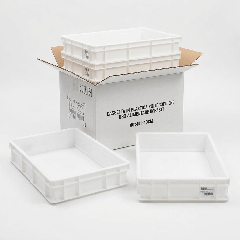 CASSETTA IN PLASTICA POLIETILENE USO ALIMENTARE IMPASTI 60x40 H10CM GI