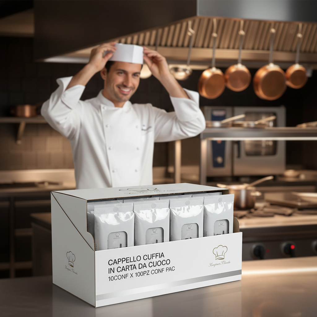 CAPPELLO CUFFIA IN CARTA DA CUOCO 10CONF X 100PZ CONF PAC