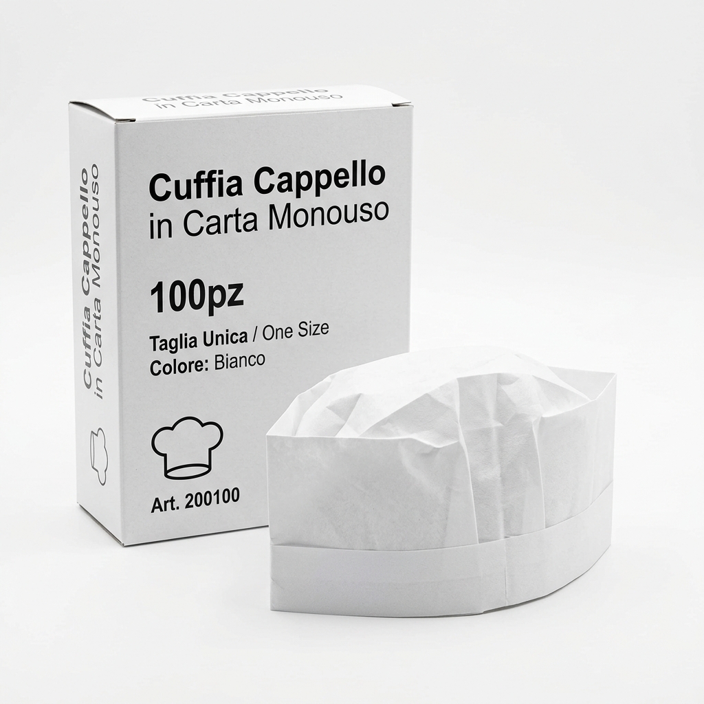 CAPPELLO CUFFIA IN CARTA DA CUOCO 10CONF X 100PZ CONF PAC