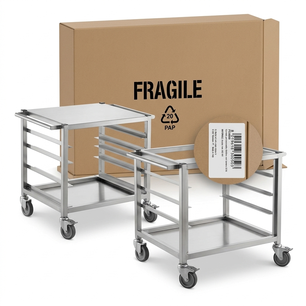 Carrello Portacassette Inox 40 x 60 cm 12/10 AISI 441 - Gi.Metal