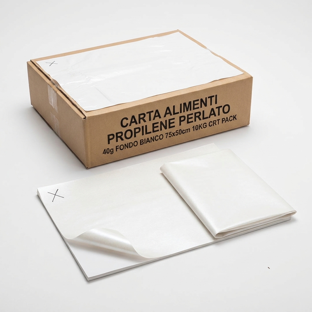 Food Wrapping Paper in Pearlised Polypropylene 40 g White Base 75x50 cm Carton 10 kg