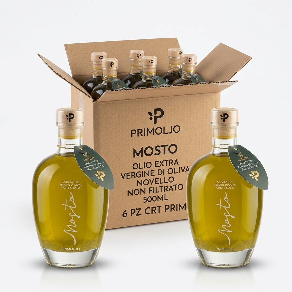 Olio Extravergine di Oliva Novello Mosto Non Filtrato 100% Italiano 500 ml (Cartone 6) — Primoljo