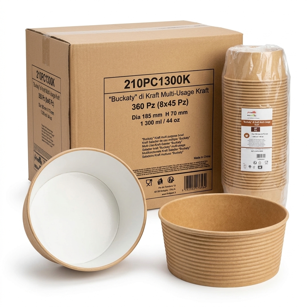 Insalatiera in Cartone Buckaty Kraft 1300 ml senza Coperchio (Cartone 360 pz)