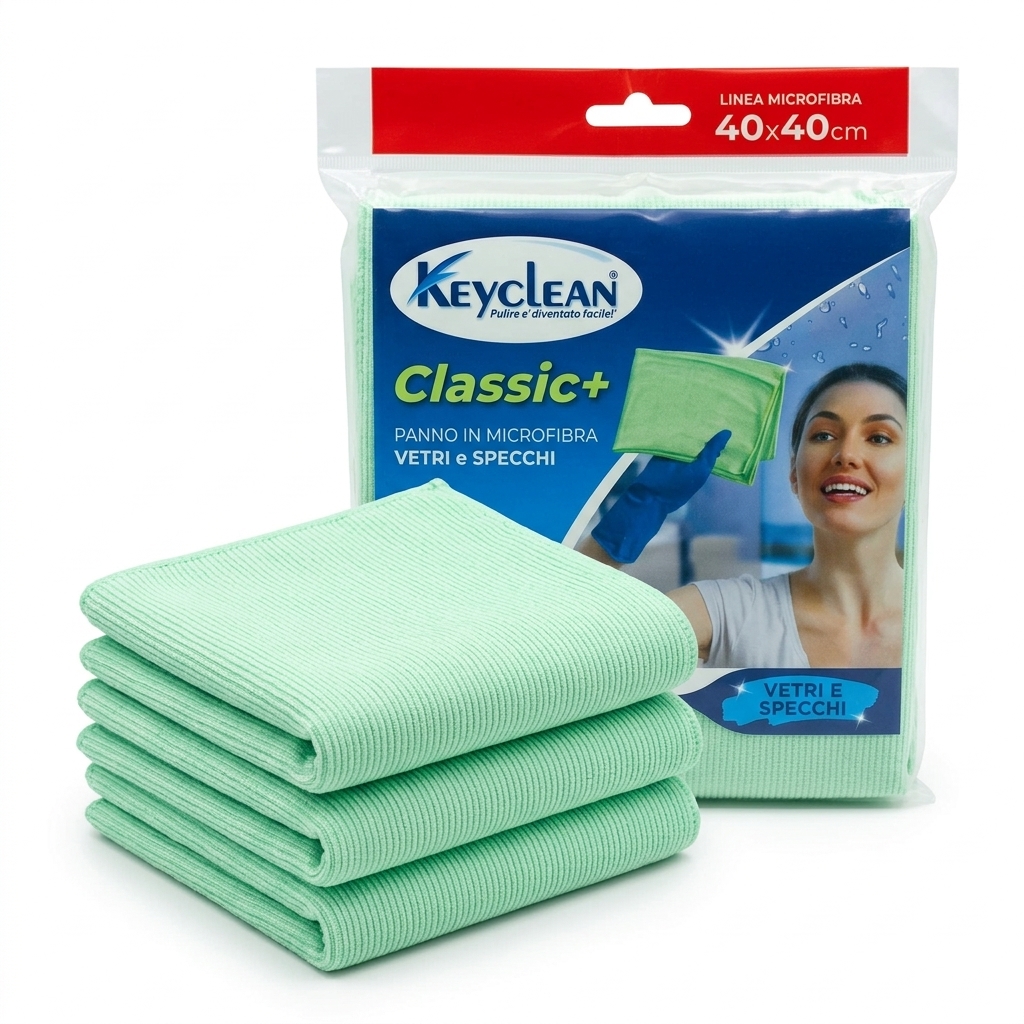 Chiffon Microfibre Vitres et Miroirs 40x40 cm (12 Pcs) — KeyClean