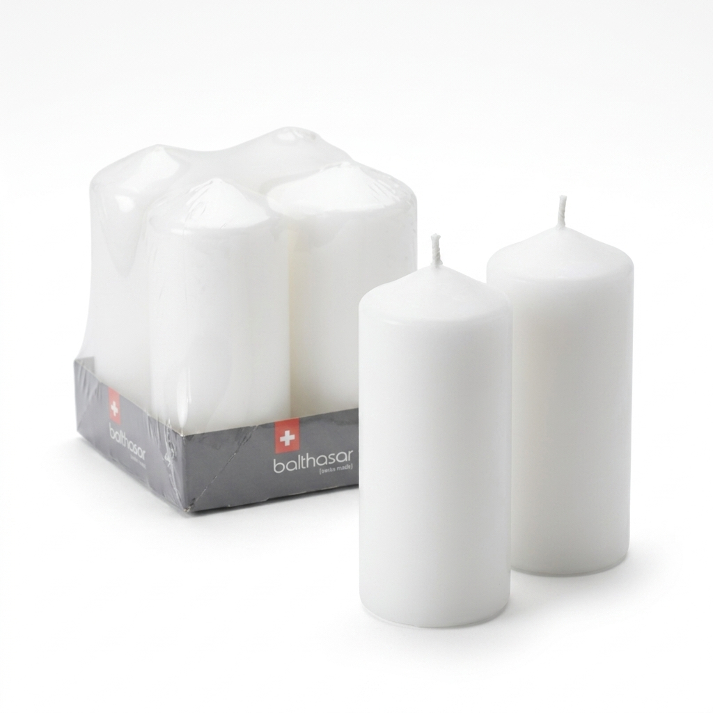 Bougie Cylindrique Blanche 60x130 mm - Lot de 4
