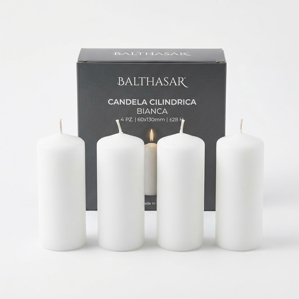 CANDELA CILINDRICA 60X130mm BIANCA 4PZ CRT AL 