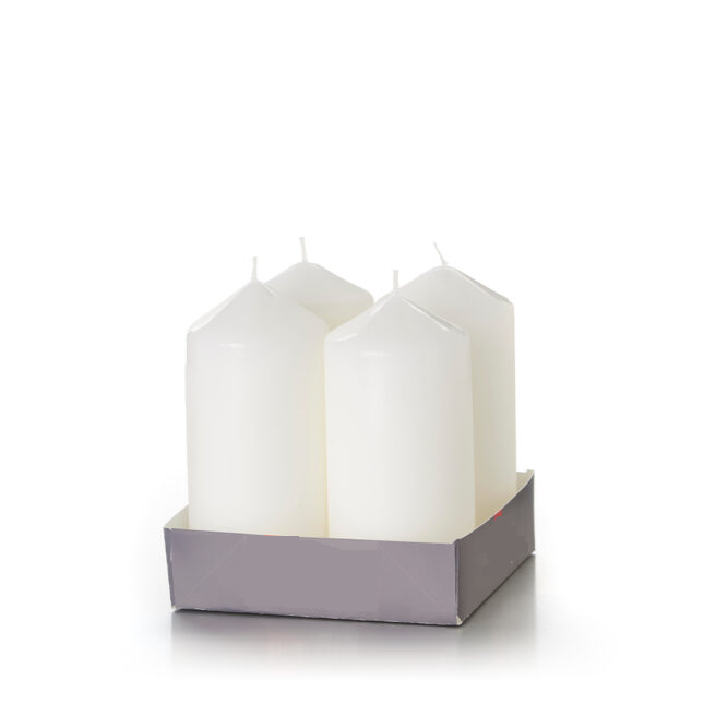 Candela Cilindrica 60x130mm Bianca 4pz krt Al 