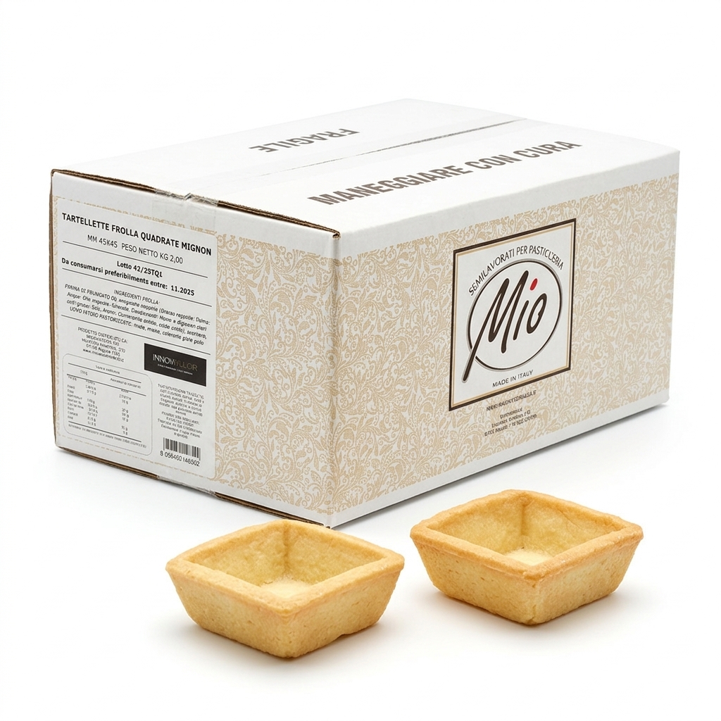 MUERBETEIG QUADRATISCHE TARTLETS MIGNON MM 45X45 2KG KRT MIO